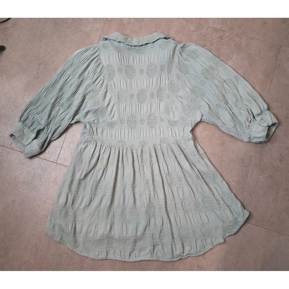 Umgee Babydoll Shirt Womens Size Medium Tunic Blouse Boho Peplum Textured - Picture 3 of 11